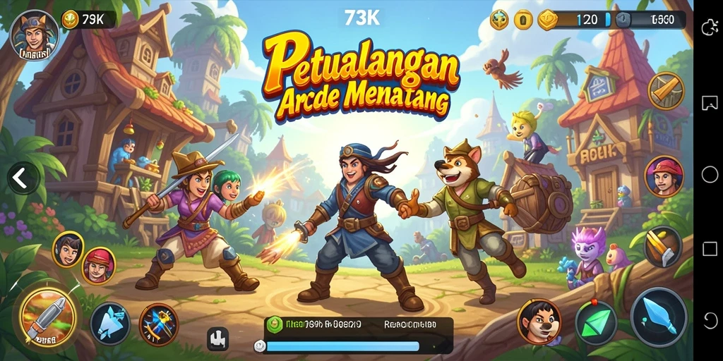 Tampilan gameplay seru dan menegangkan di 73K.