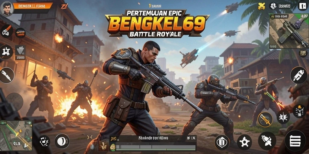 Tampilan aksi seru dalam BENGKEL69 di arena Battle Royale.