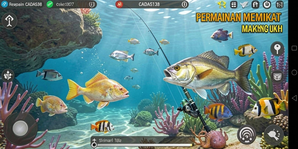 Screenshot gameplay dari CADAS138 menampilkan sesi memancing yang seru dan menegangkan.