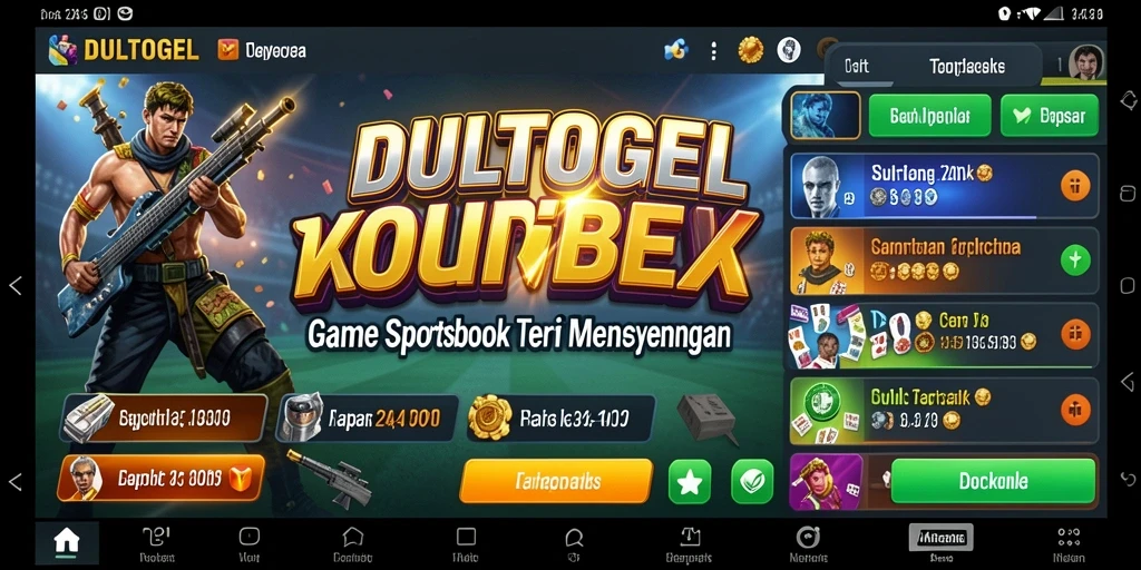 Tampilan antarmuka menarik dari DULTOGEL yang menampilkan fitur Sportsbook.