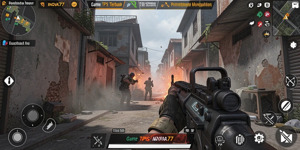 Tampilan gameplay seru dalam game TPS INOVA77.