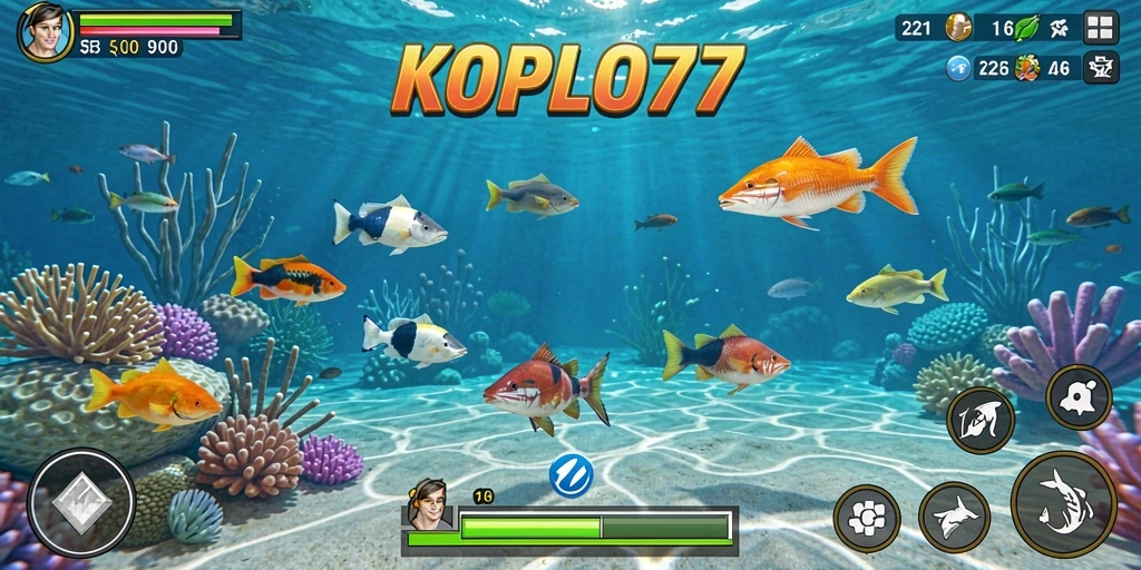 Tampilan menarik dari gameplay KOPLO77 saat menembak ikan di laut.