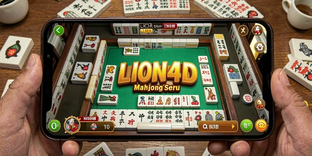 Screenshot permainan LION4D menampilkan gameplay Mahjong yang seru.