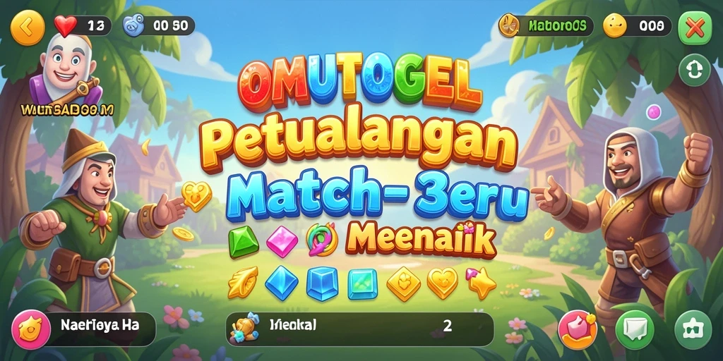 Tampilan gameplay seru dalam OMUTOGEL dengan perpaduan warna-warni.