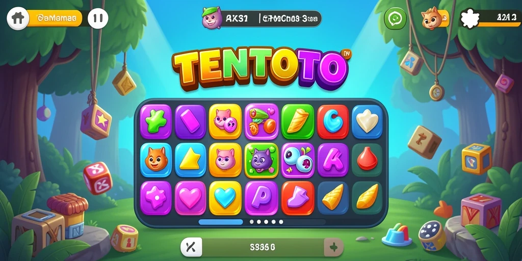 Screenshot gameplay TENTOTO menampilkan momen seru dari permainan Match-3.