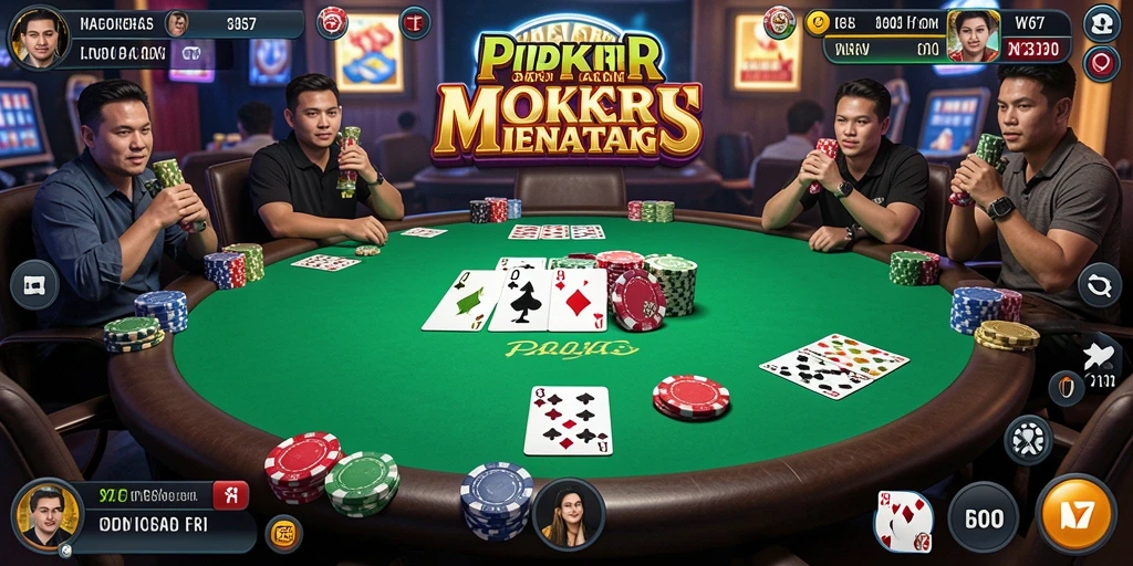 Tampilan menarik dari gameplay W67 saat bermain poker.